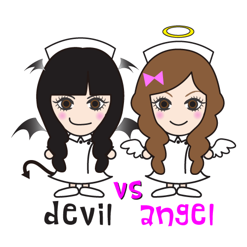 看護師LINEスタンプ　白衣の天使vs白衣の悪魔